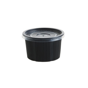 Boluri pentru supa 16 oz , PP, negru cu Capac PP , transparent FT508H70+FT68 116 C, D115 mm, 25 buc,20 set/bax - Img 1