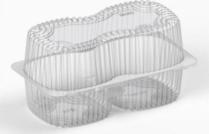 Caserole 1700 cc 2 savarine cu capac atasat IT-412, PET transparent, 100X196 mm, 50 buc/set