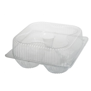 Caserole 1900 cc 4 savarine cu capac atasat IT-405, OPS/PET transparent,172×172 mm,50 buc/set