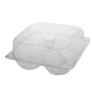 Caserole 1900 cc 4 savarine cu capac atasat IT-405, OPS/PET transparent,172×172 mm,50 buc/set