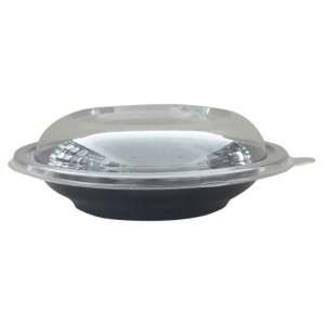 Caserole pentru salata, rotunde, negre cu capac transparent 1000 Gr, 50 buc/set