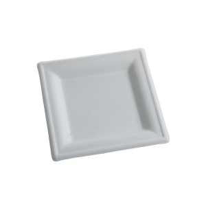 Farfurii patrate Bio 15 cm ,trestie de zahar, alb, 50 buc