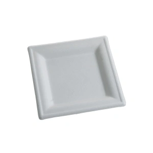 Farfurii patrate Bio 15 cm ,trestie de zahar, alb, 50 buc