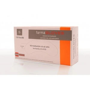 Manusi examinare Latex albe nepudrate de unica folosinta Farmagloves marimea S, 100 buc/set - Img 2