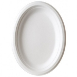 Platouri ovale 31.8*20 CM, trestie de zahar, alb, 50 buc