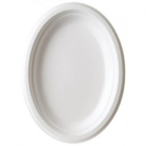 Platouri ovale 31.8*20 CM, trestie de zahar, alb, 50 buc