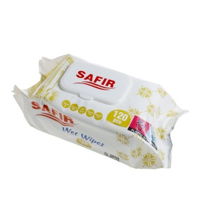 Servetele umede Safir cu capac 120 buc/pac , din vascoza, 24 pac/bax