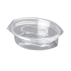 Sosiera ovala din Pet cu capac atasat 20-30 cc, 100 buc/set