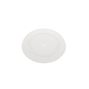 Capac Plat cu orificiu pentru pai PS, transparent, D95 mm ,100 buc - Img 1