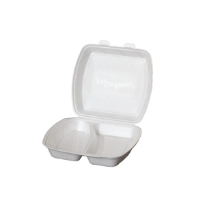 Caserole meniu din polistiren, de unica folosinta, LB 2 , cu capac atasat, 100 buc/set