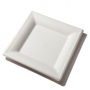 Farfurii patrate Bio 15 cm ,trestie de zahar, alb, 50 buc - Img 2