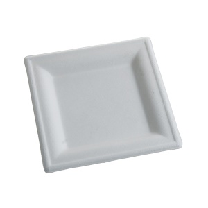 Farfurii patrate Bio 20 cm ,trestie de zahar, alb, 50 buc