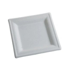 Farfurii patrate Bio 20 cm ,trestie de zahar, alb, 50 buc