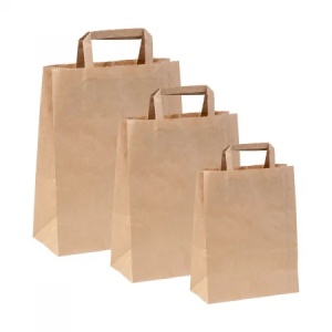 Sacosa Catering Mare din hartie Kraft, cu maner plat, 32x16x35 cm - BestHoReCa