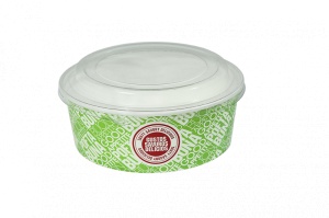 Bol din carton pentru salata, color, 550 cc cu capac transparent, 50 buc/set