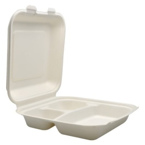Caserole meniu din polistiren, de unica folosinta, LB 3 , cu capac atasat, 100 buc/set