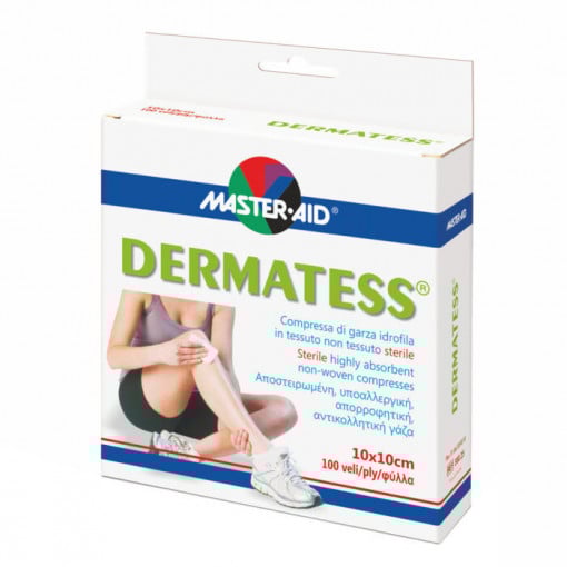 Comprese sterile Dermatess Master-Aid, din material nețesut 10×10 cm, 100 buc