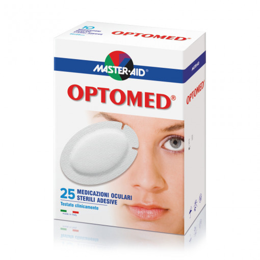 Optomed – Comprese oculare sterile autoadezive, Master-Aid, 96x66 mm, 25 bucății