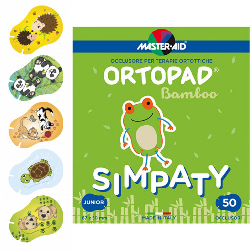 Ortopad Simpaty – Ocluzoare colorate pentru copii, Master-Aid, 50 bucăți, multiple dimensiuni