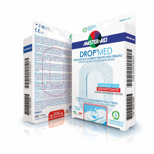 Pansament steril Drop Med, autoadeziv, antiseptic , multiple dimensiuni, 5 bucăți