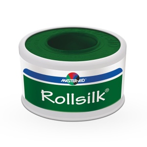Rollsilk banda adeziva pentru fixare (leucoplast) pe suport matase 2.5cm x 5m, Master-Aid