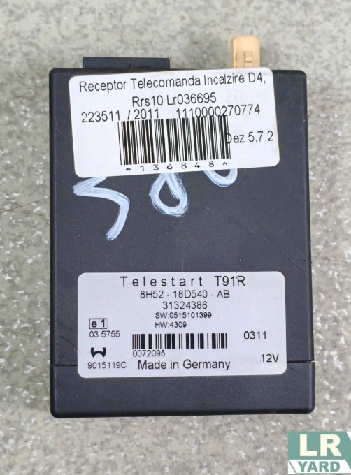 Heating remote control receiver DISCOVERY 4 2010-2016; RANGE ROVER SPORT 2010-2013 LR036695