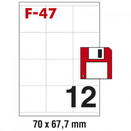 Etikete ILK za diskete 70x67,7mm pk100L Fornax F-47