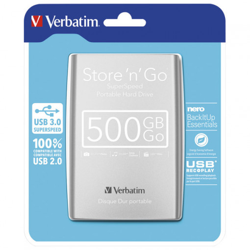 Hard disk 2.5" 500Gb USB 3.0 Verbatim 53021 srebrni