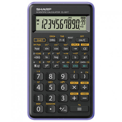 Kalkulator tehnički 10+2mesta 146 funkcija Sharp EL-501T-VL crno ljubičasti