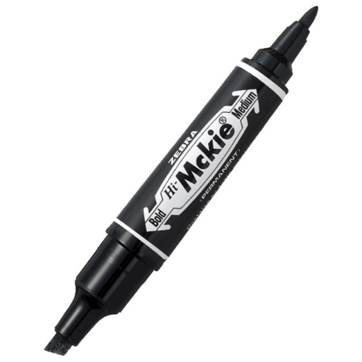 Marker permanentni 2-4mm obostrani kosi/okrugli vrh Hi-Mckie Zebra crni