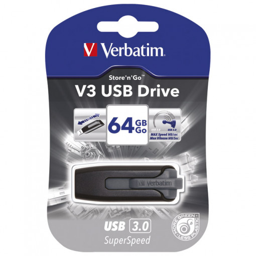 Memorija USB 3.0 64Gb V3 Verbatim 49174 siva blister
