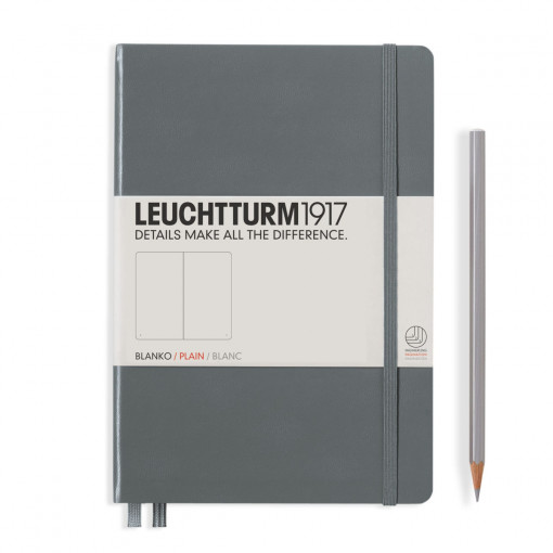 Notebook Medium (A5) Hardcover, 249 Numbered Pages, Plain, Anthracite