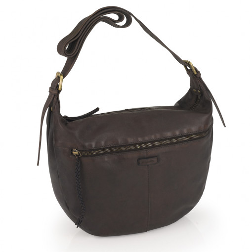 Torba na rame ženska kožna 38x28x8 cm Delhi