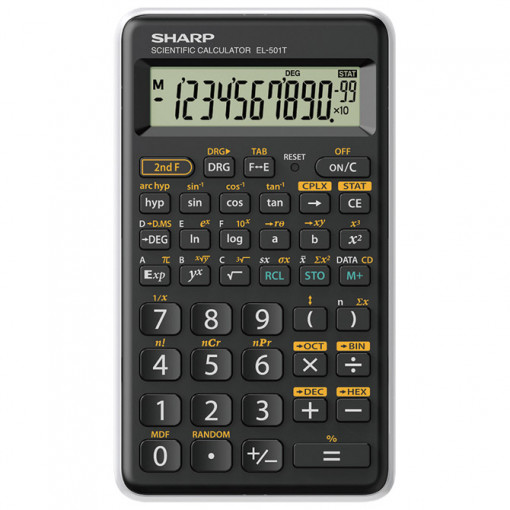 Kalkulator tehnički 10+2mesta 146 funkcija Sharp EL-501T-WH crno beli