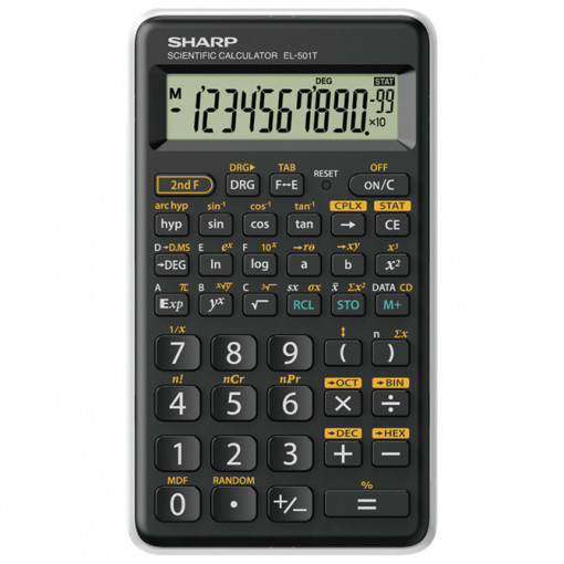 Kalkulator tehnički 10+2mesta 146 funkcija Sharp EL-501TB-WH crno beli