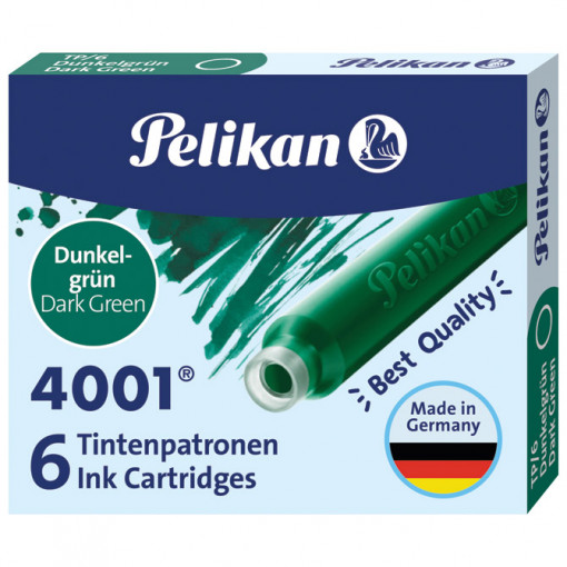Tinta za nalivpero patrone kratke pk6 4001 Pelikan 300087 tamno zelena