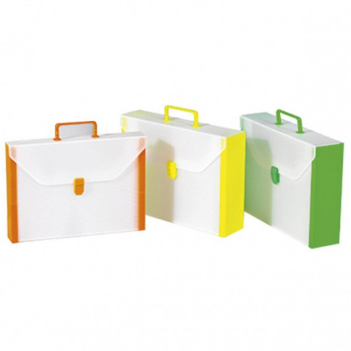 Torba-kofer pp-tvrdi 380x280x80mm 1kopča Fluo Dispaco belo-zelena