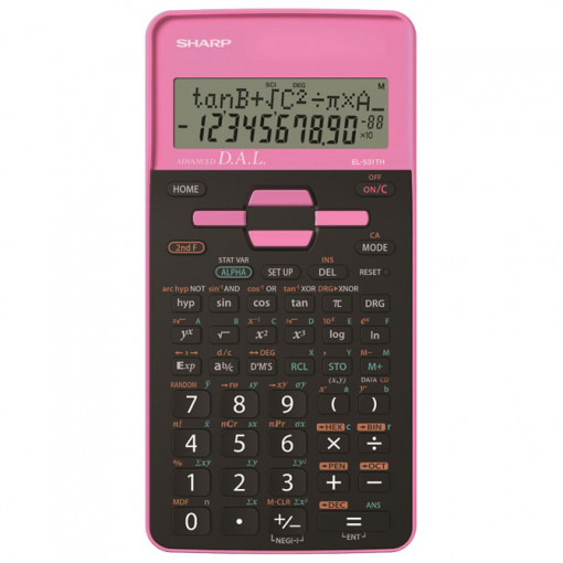 Kalkulator tehnički 10mesta 273 funkcije Sharp EL-531THB-PK crno roze blister
