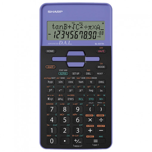 Kalkulator tehnički 10mesta 273 funkcije Sharp EL-531THB-VL crno ljubičasti blister