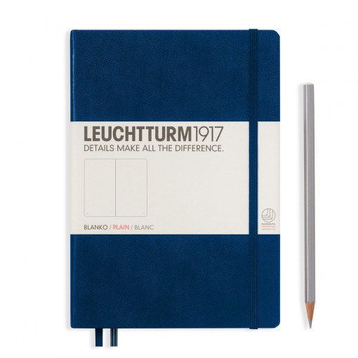 Notebook Medium (A5) Hardcover, 249 Numbered Pages, Plain, Navy