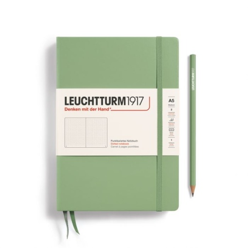 Notebook Medium (A5) Hardcover, Tačkice, Sage