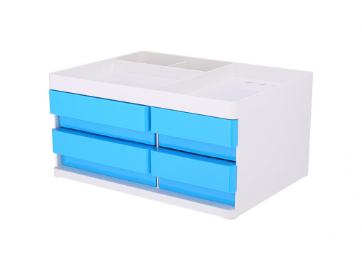 STONI ORGANIZER OD ABS PLASTIKE, 4 FIOKE, 3 ODELJKA - PLAVI