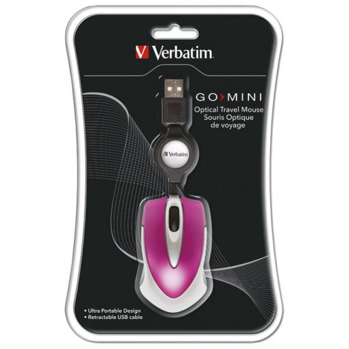 Miš usb 3tipke optički Mini travel Verbatim 49021 roze blister
