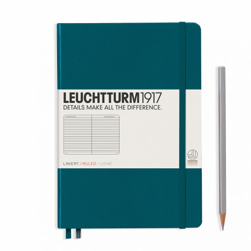 Notebook Medium (A5) Hardcover, Linije, Pacifik zelena