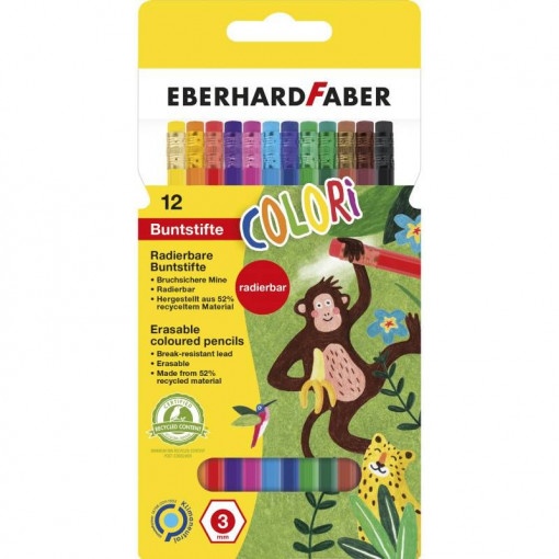 Eberhard Faber boje drvene 1/12 COLORI sa gumicom