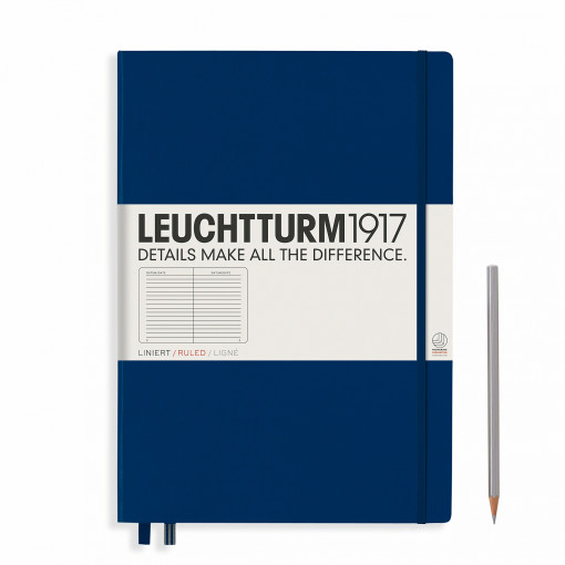 Notebook Master (A4+) Hardcover, 233 Numbered Pages, Ruled, Navy