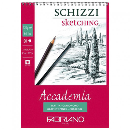Blok accademia schizzi sketching spirala 21x29,7cm 50L 120g Fabriano 44122129