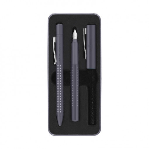 Faber Castell SET GRIP Hemijska olovka+Naliv pero M DAPPLE GRAY