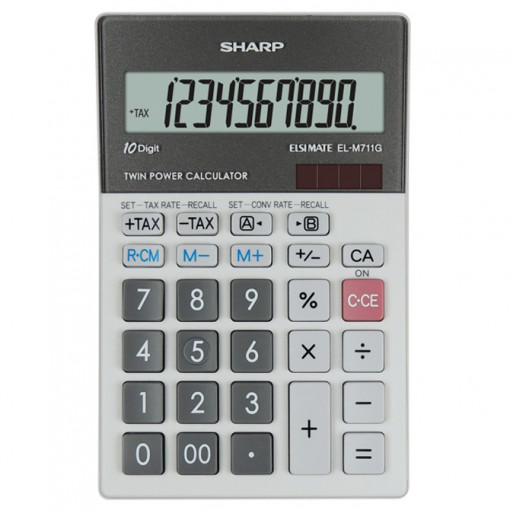 Kalkulator komercijalni 10mesta Sharp EL-M711G-GY sivi blister