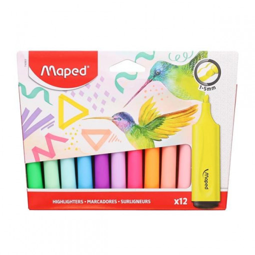 MAPED text marker FLUO PEP'S 1/12 set